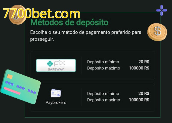 O cassino 7700bet.combet oferece uma grande variedade de métodos de pagamento